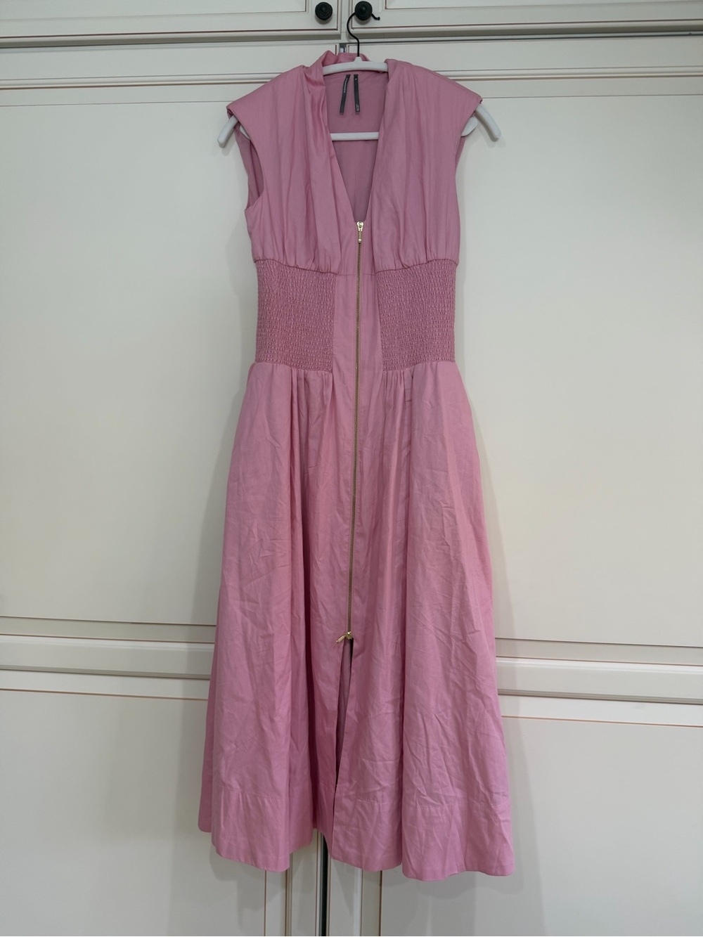 ANTHROPOLOGIE The Tommie Zip-Front Midi Dress Pink - Picture 3 of 8
